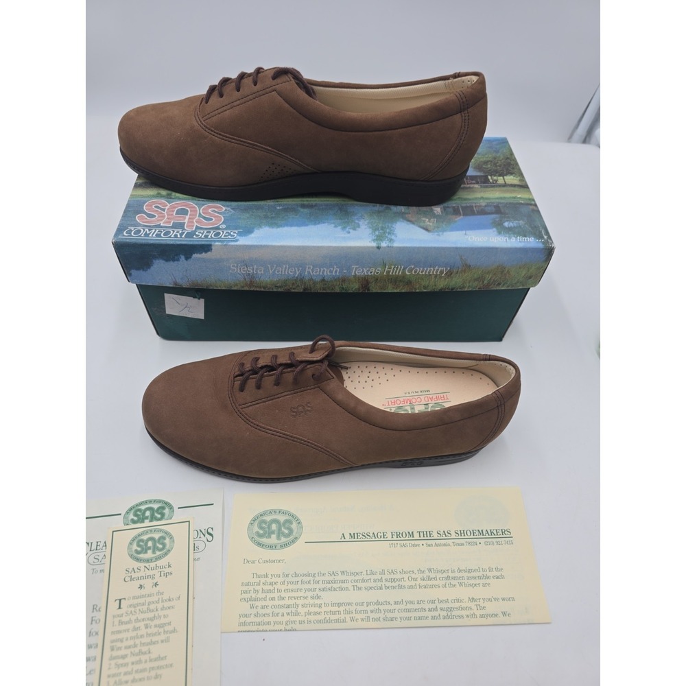 SAS Whisper Walking Oxford Womens 10 M Brown Suede Lace Up Brown Shoes NWT